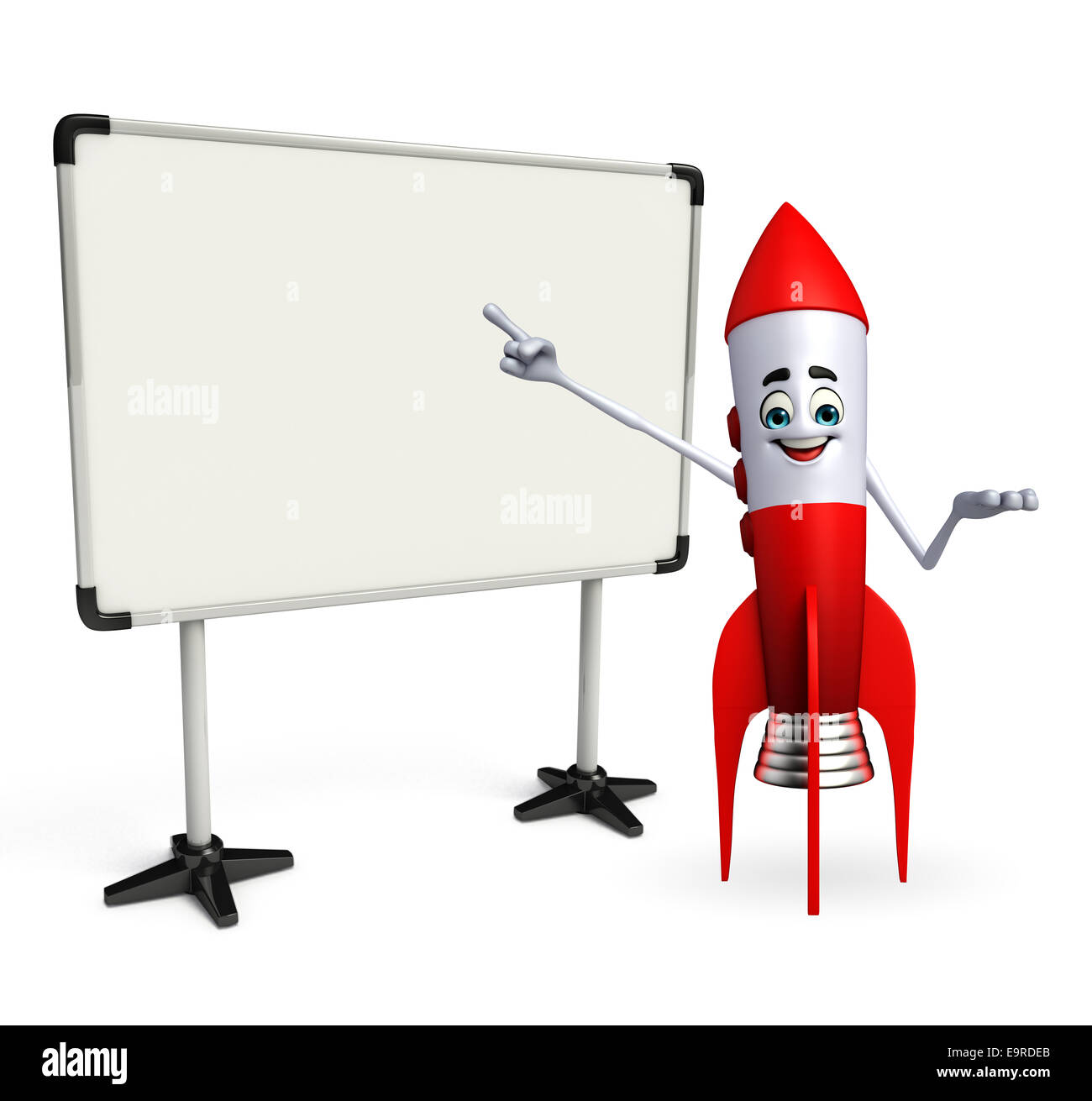 Cartoon character of rocket with display board Stock Photo - Alamy