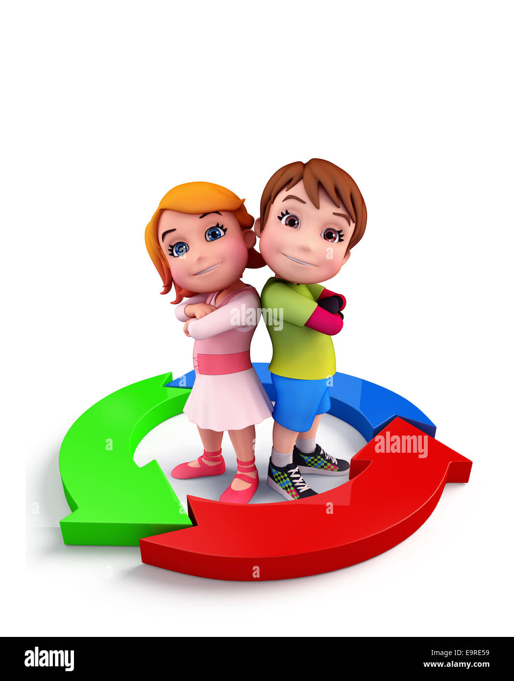 Illustration of cute kids with business graph Stock Photo - Alamy