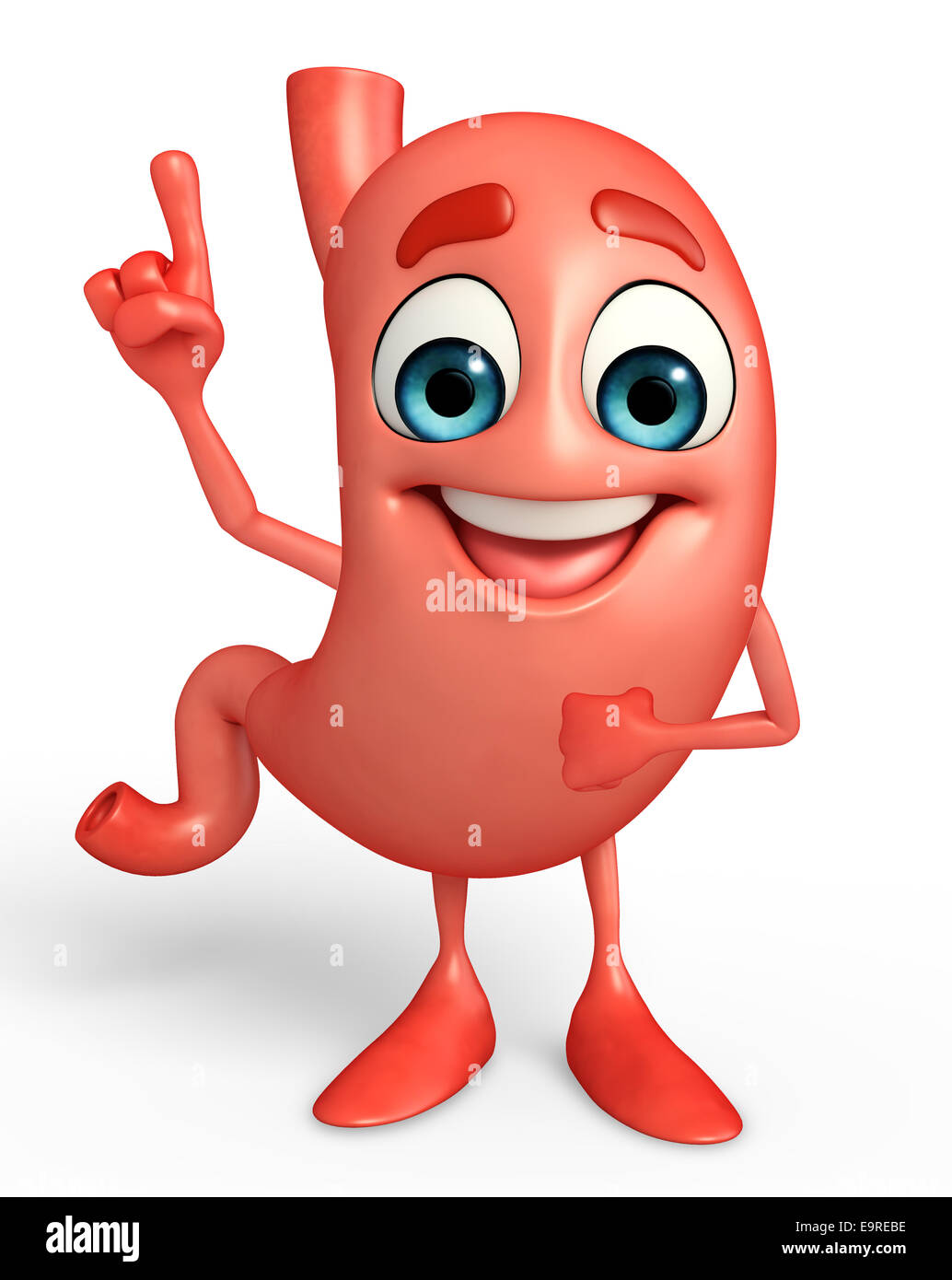 Cartoon Character of stomach is pointing Stock Photo