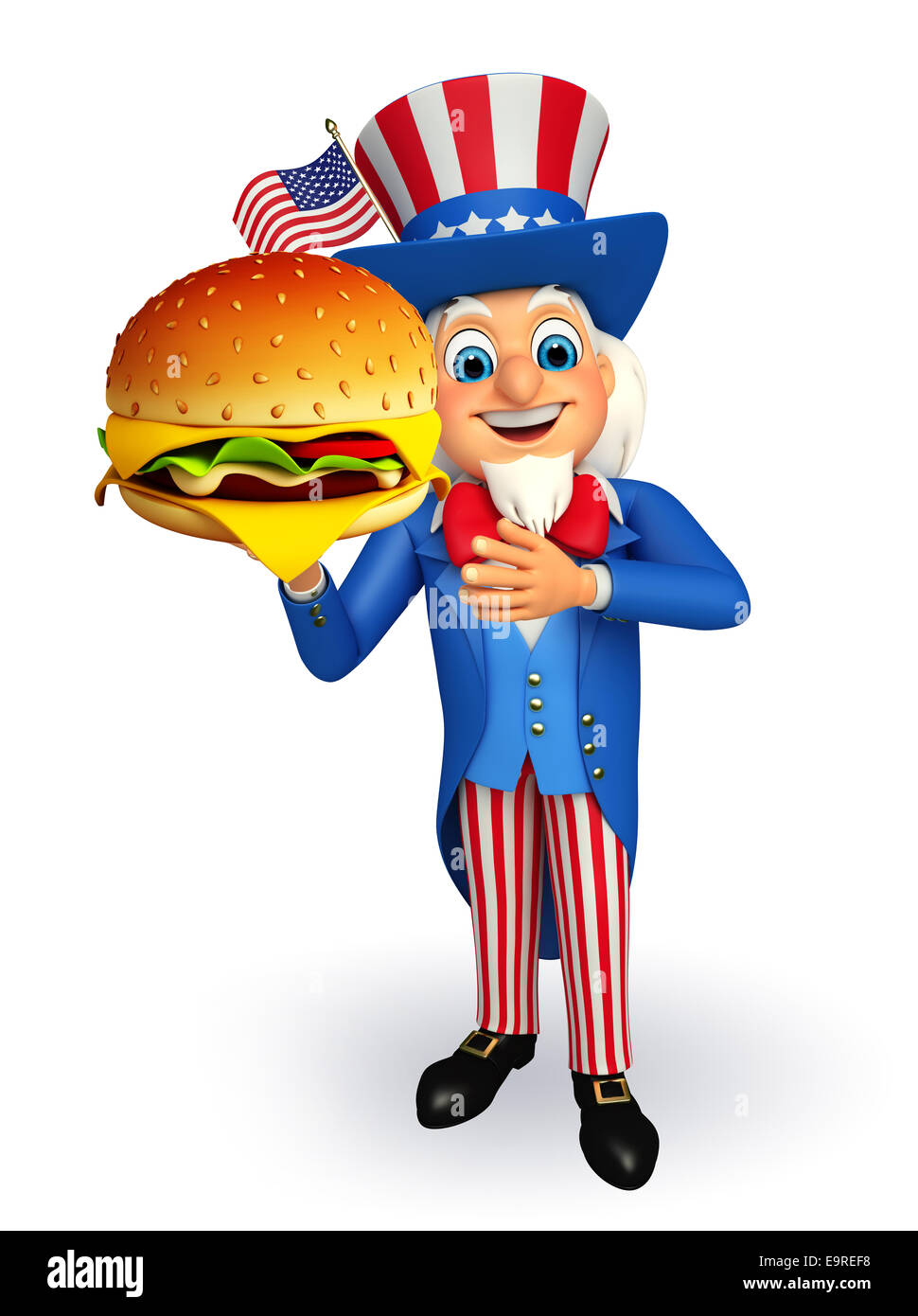 Illustration of uncle sam with burger Stock Photo Alamy