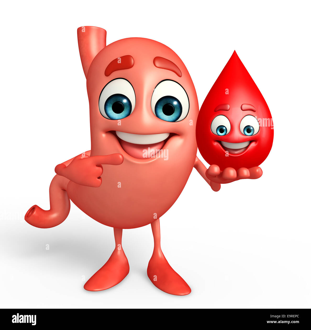 Cartoon Character of stomach with blood drope Stock Photo Alamy