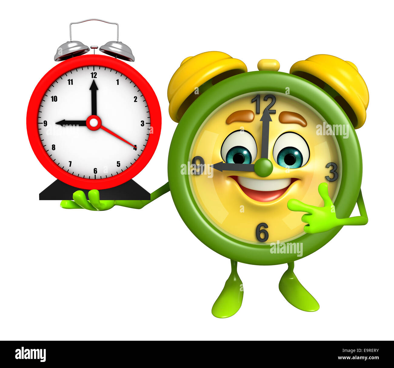 Cartoon Character of table clock Stock Photo