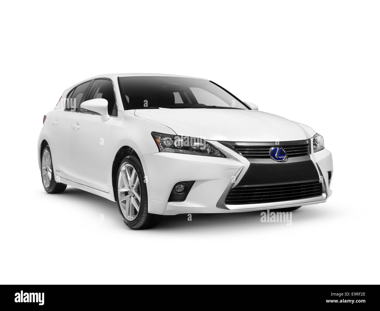 White 2014 Lexus CT 200h compact luxury hybrid hatchback car isolated