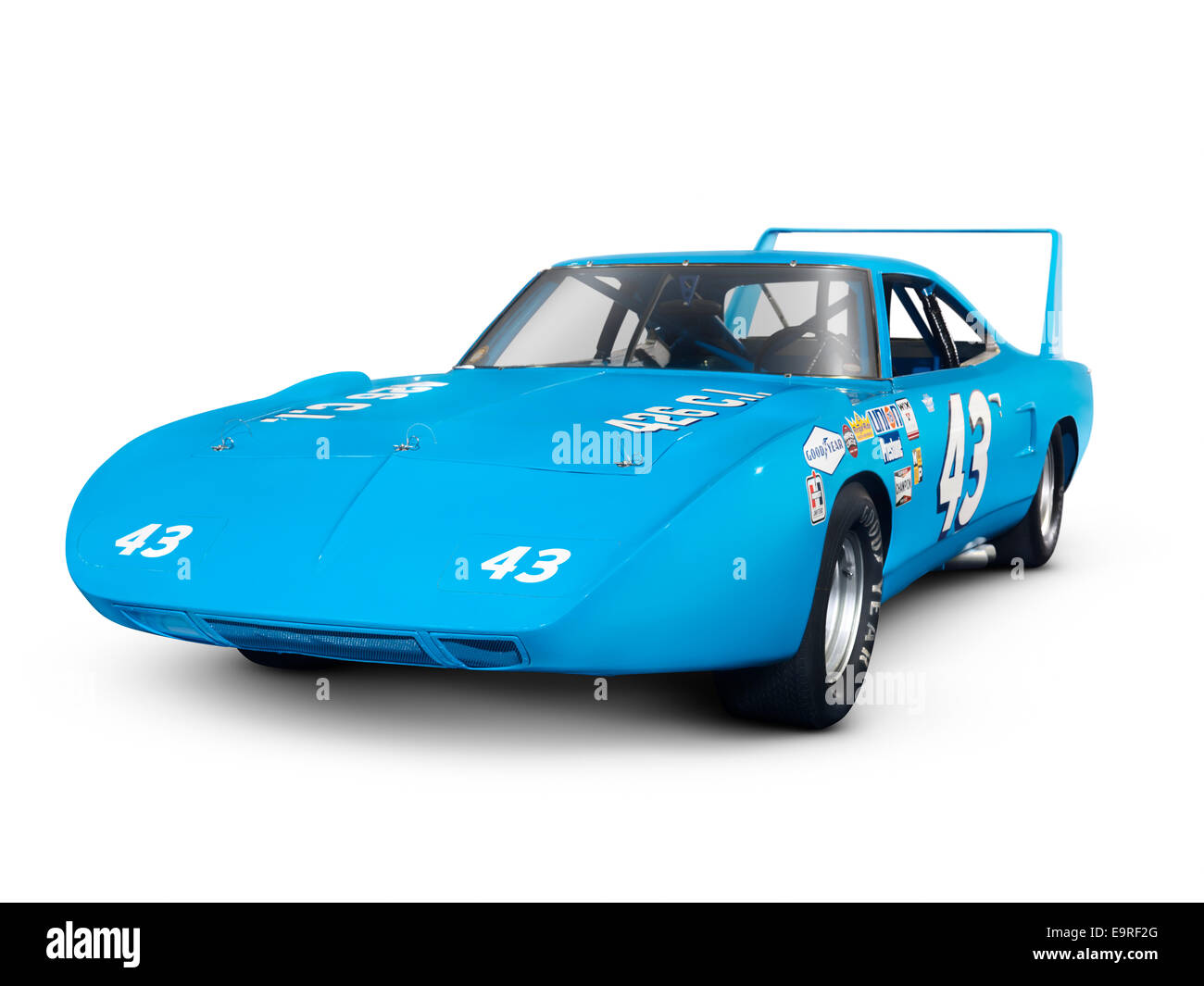 License and prints at MaximImages.com - Blue 1970 Plymouth Superbird Road Runner classic retro race car isolated on white background with clipping Stock Photo