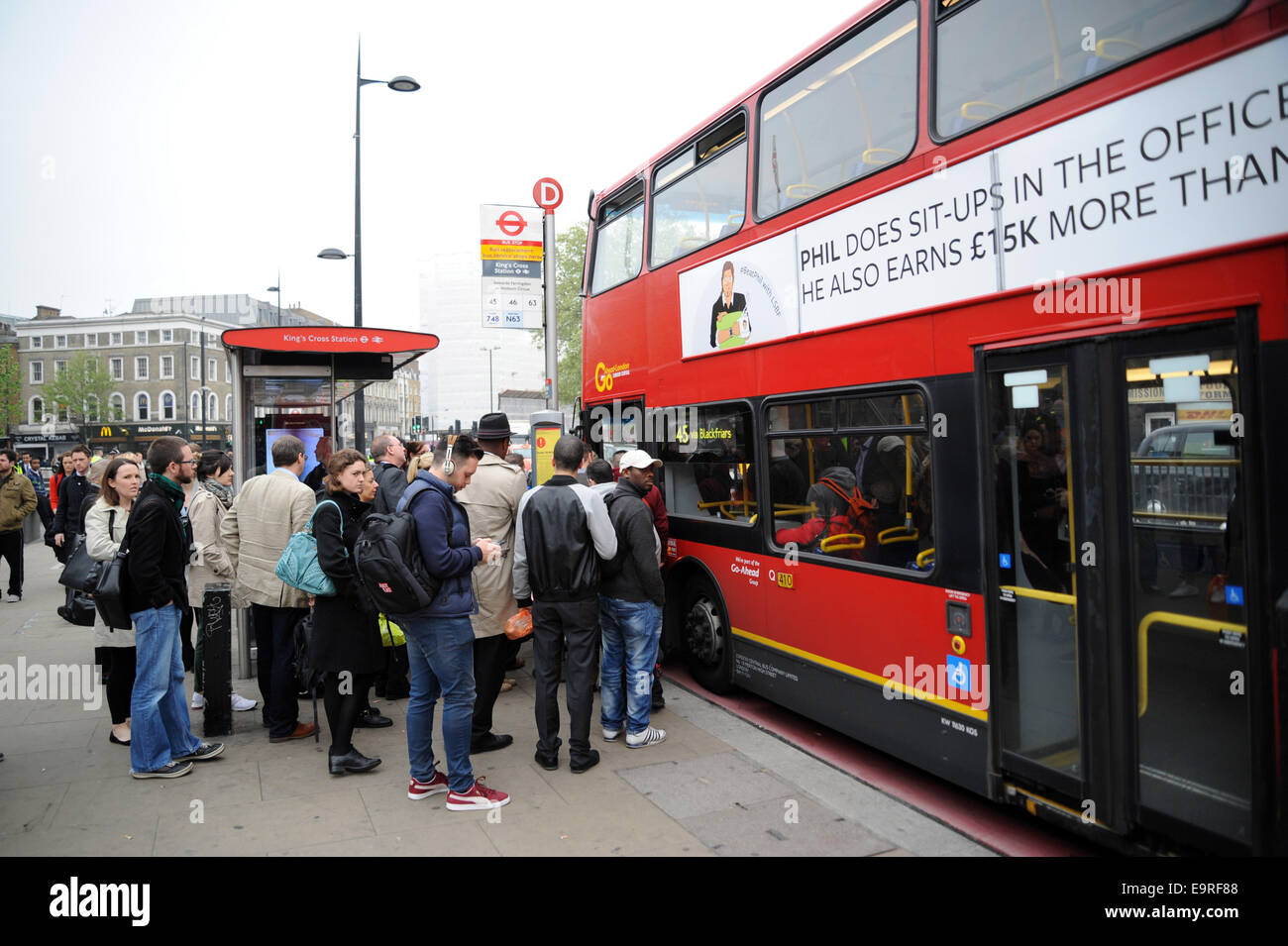 Scenes outside Kings Cross Station on the morning of a tube strike Featuring Commuters at Kings