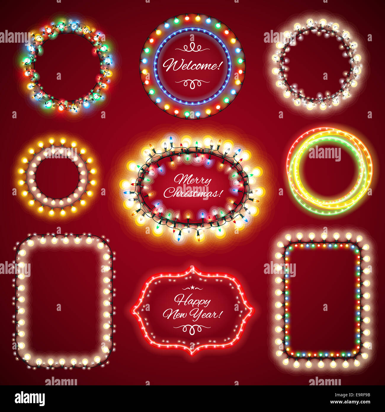 Christmas Lights Frames with a Copy Space Set1 for Celebratory Design