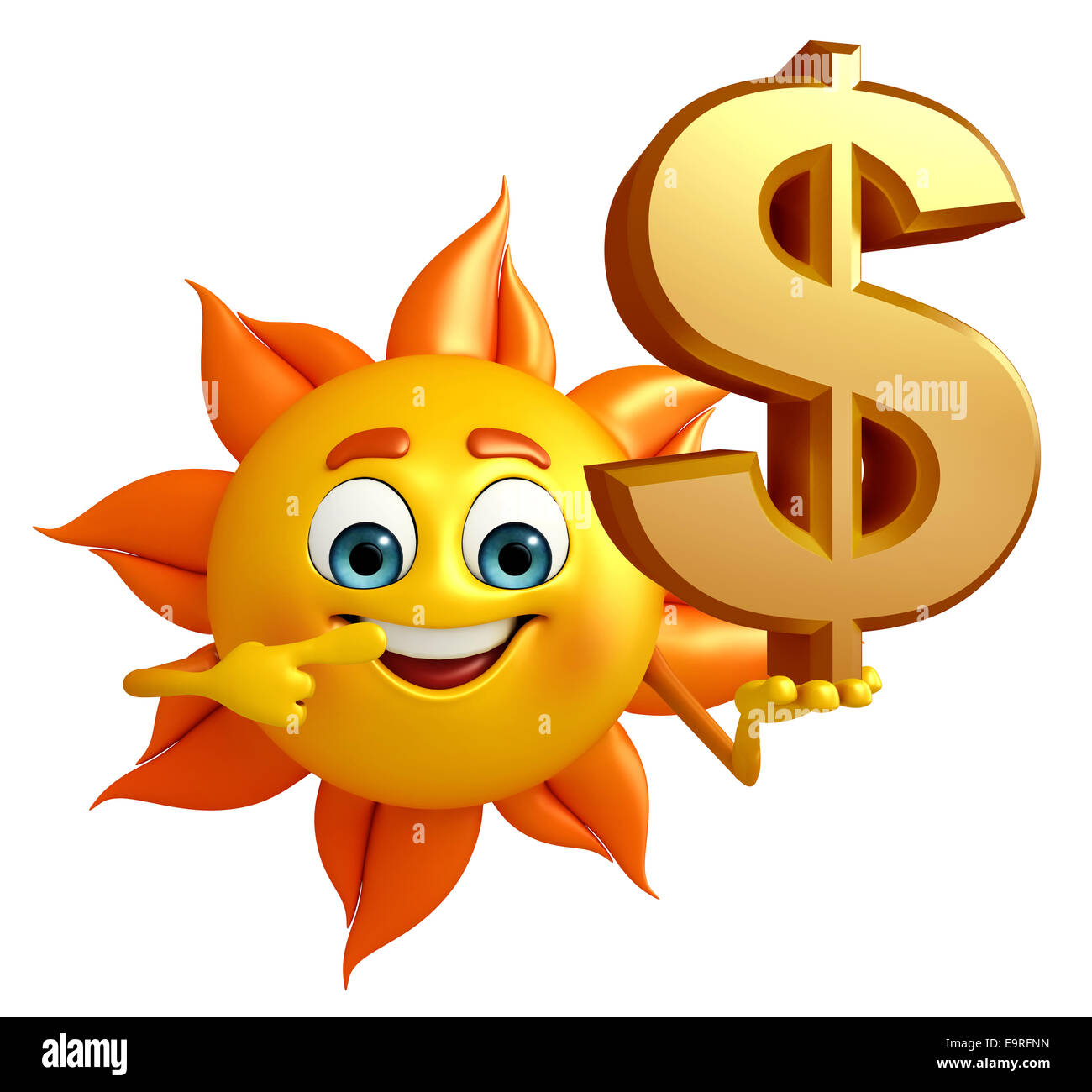 Cartoon Character of sun with dollar sign Stock Photo Alamy