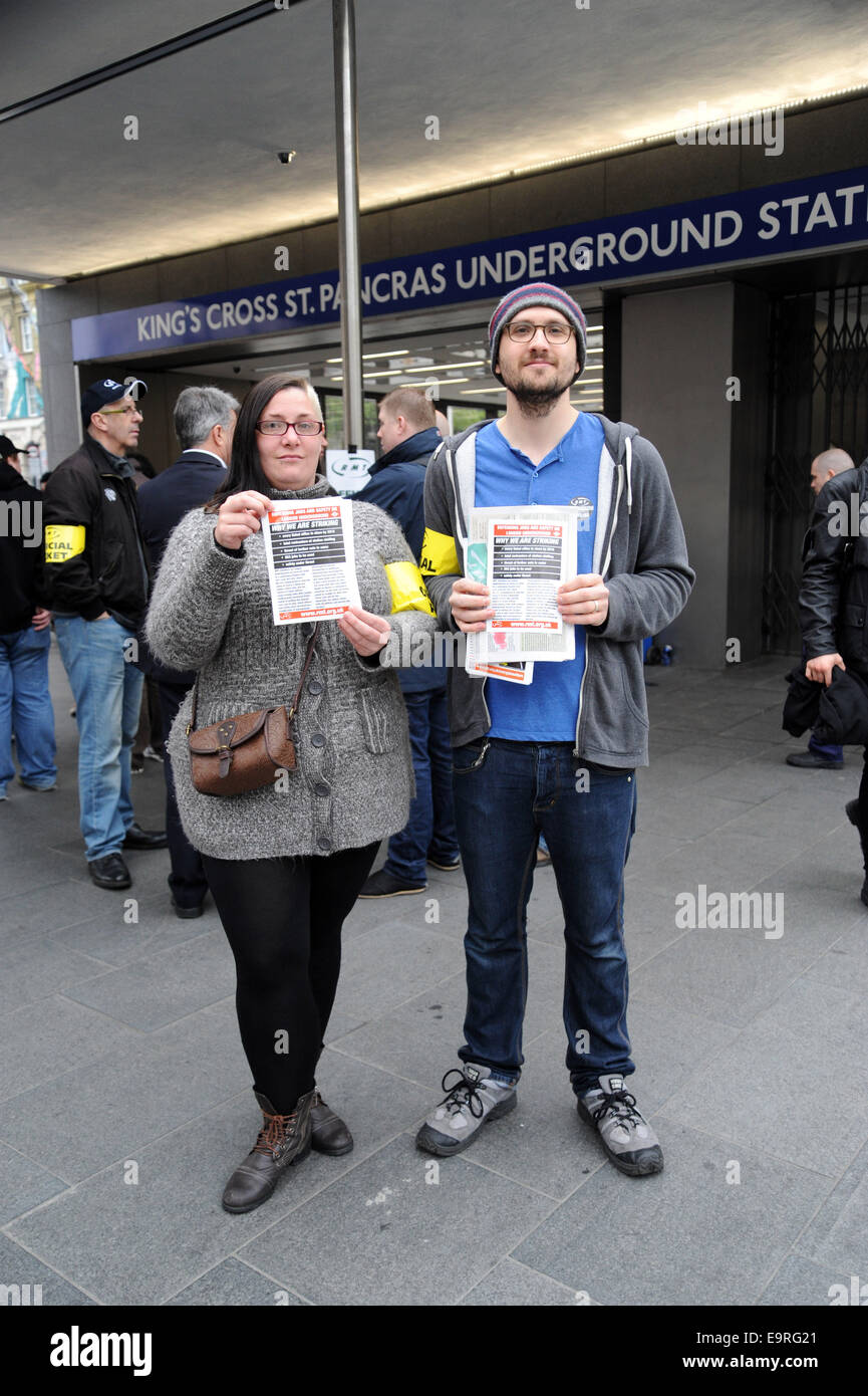 Scenes outside Kings Cross Station on the morning of a tube strike Featuring Commuters at Kings