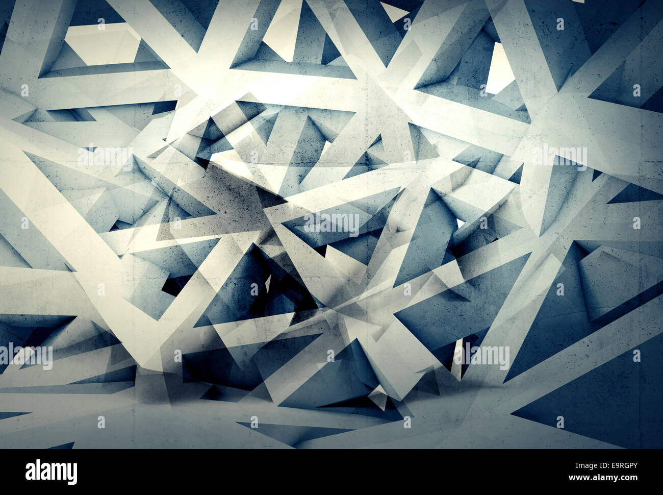 Abstract digital generated chaotic structure 3d background with stripes ...
