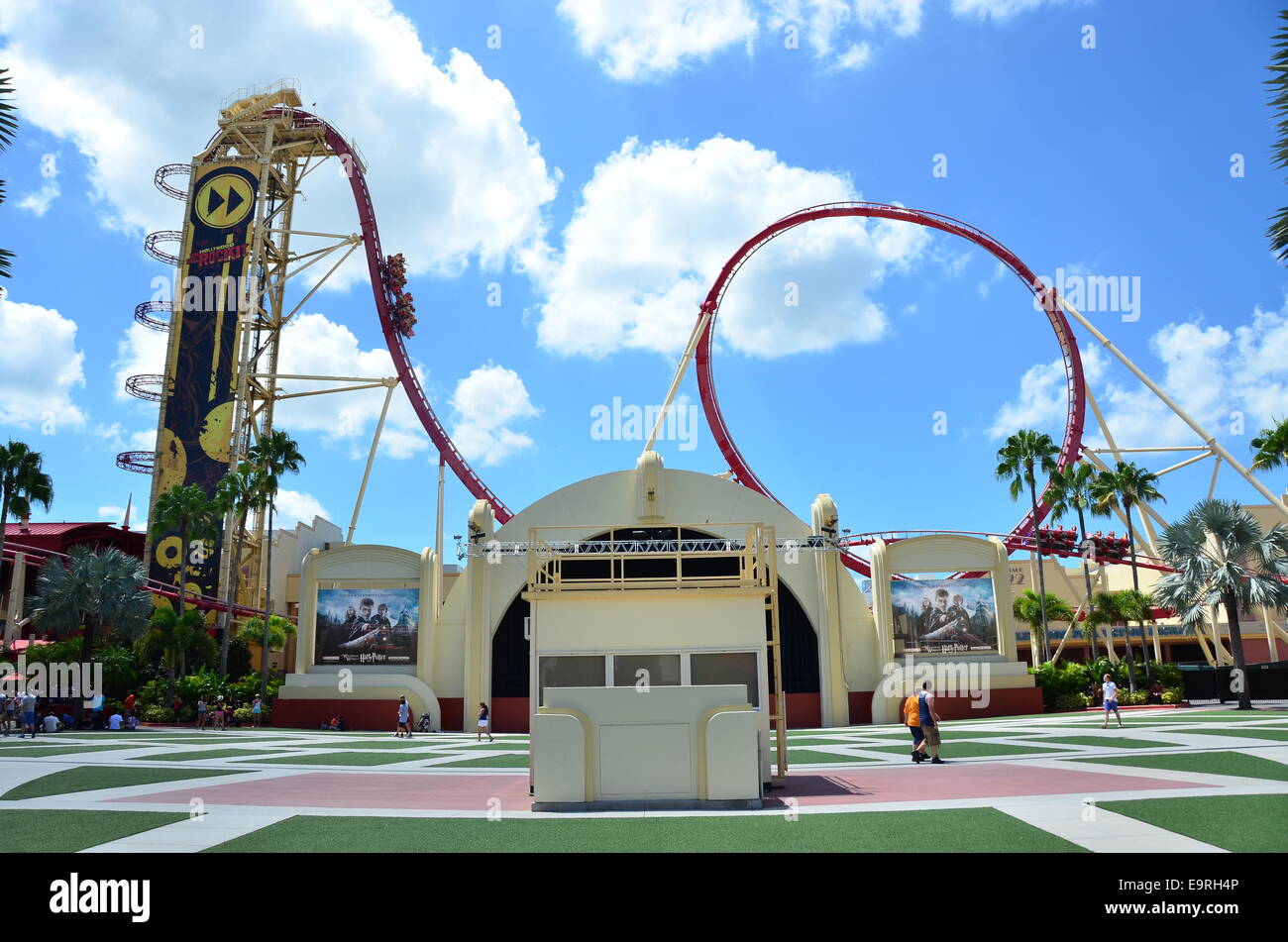 Universal Studios Hollywood Rip Ride Rockit roller coaster Stock Photo -  Alamy