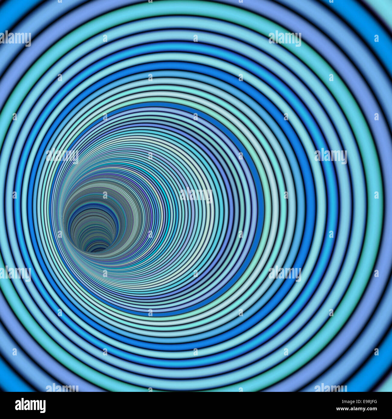 3d render tunnel vortex in multiple blue striped color Stock Photo