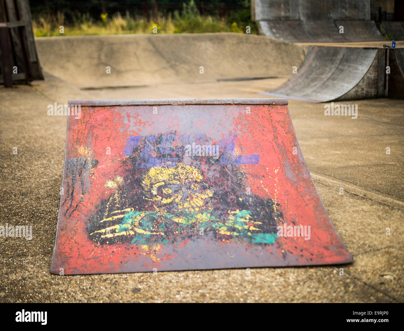 Painted Metal Ramp, The Rom Skate Park, Hornchurch, Essex, Britain Stock  Photo - Alamy