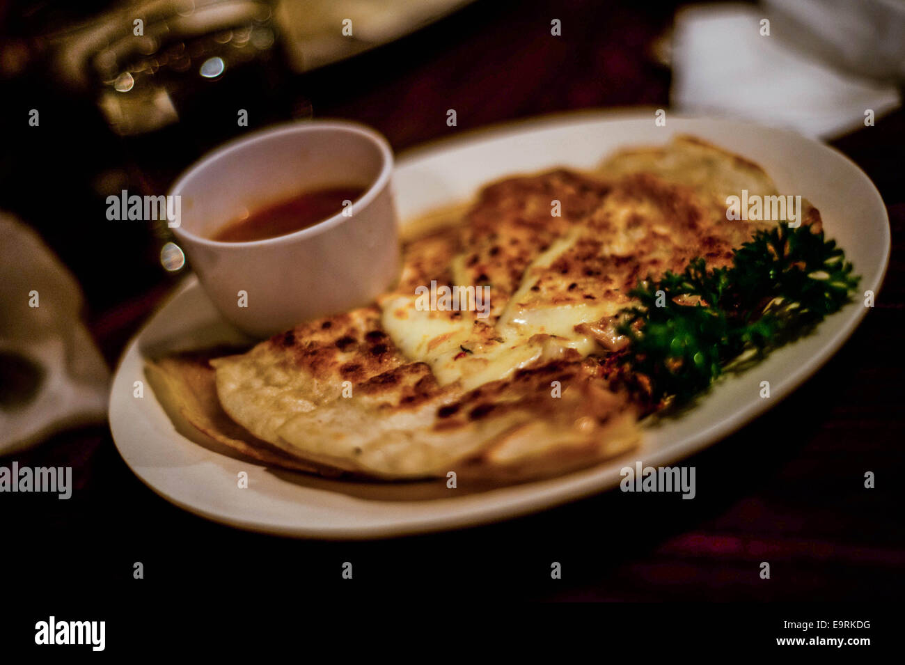 Quesadilla at a Mexican pub in Wudaokou, Beijing, China Stock Photo