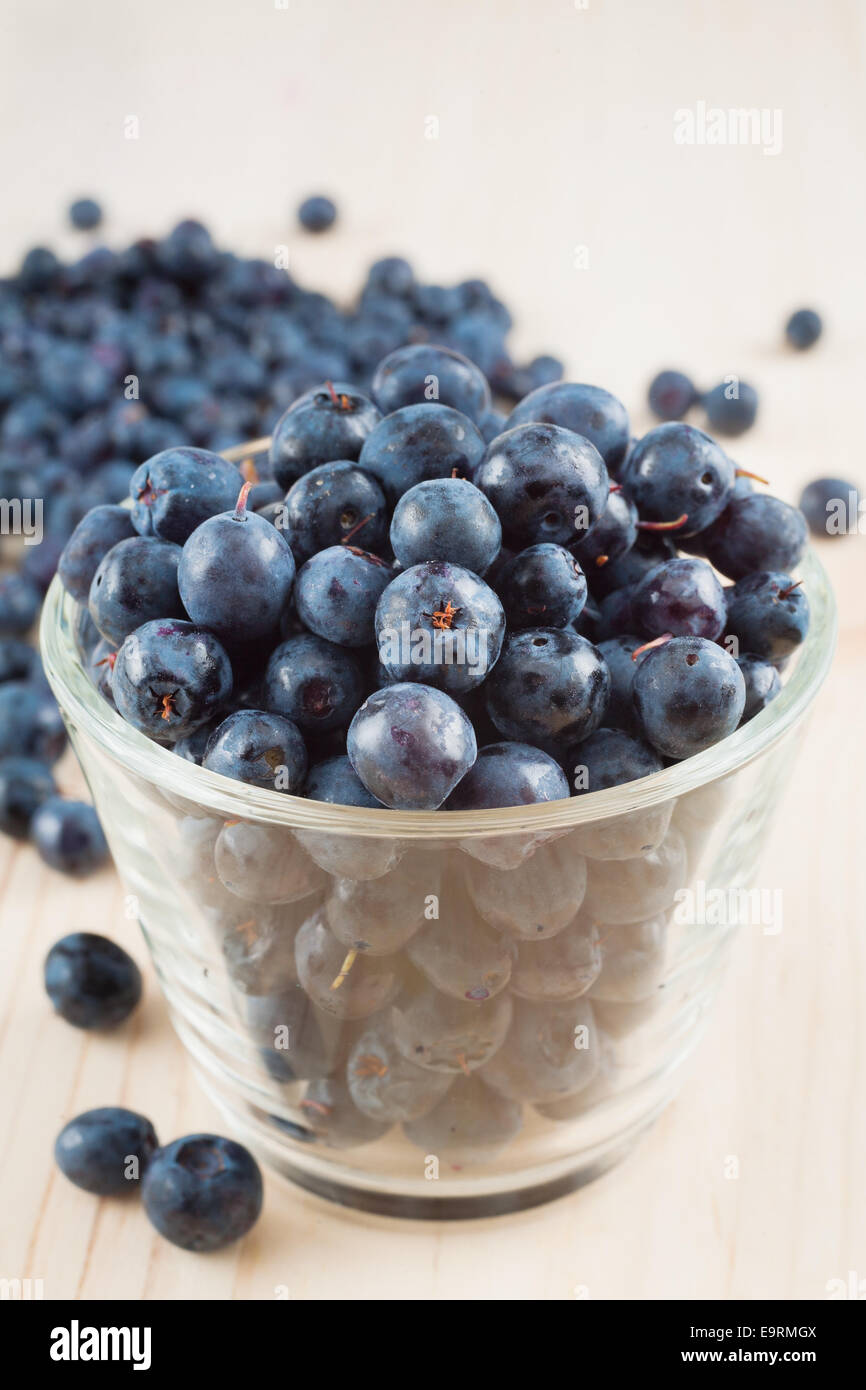 Blueberries in a small glass Stock Photo