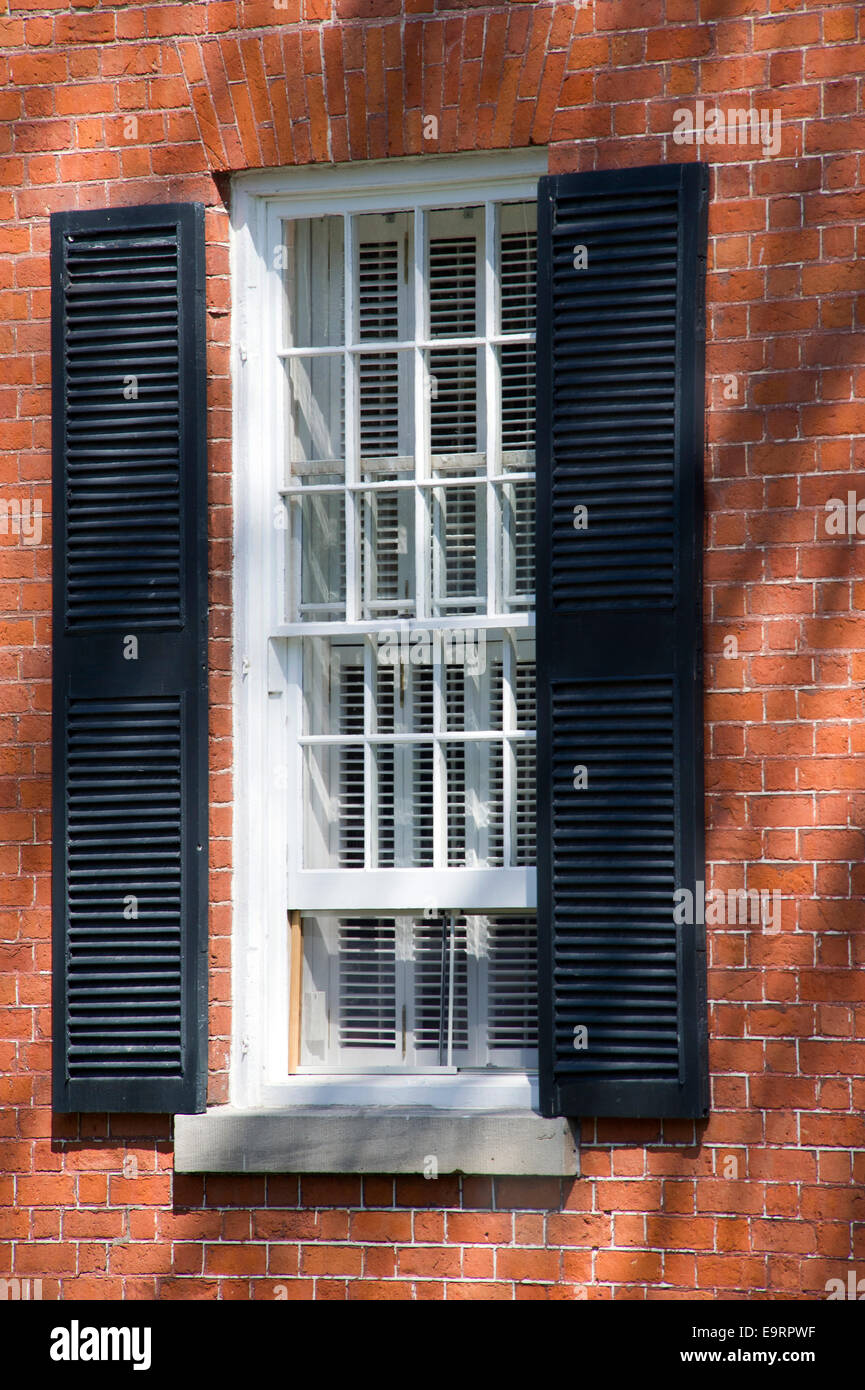 White suburban house black shutters hires stock photography and images