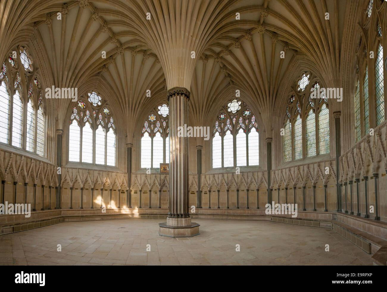 The Chapter House / Chapterhouse of Wells Cathedral. Somerset. UK Stock Photo