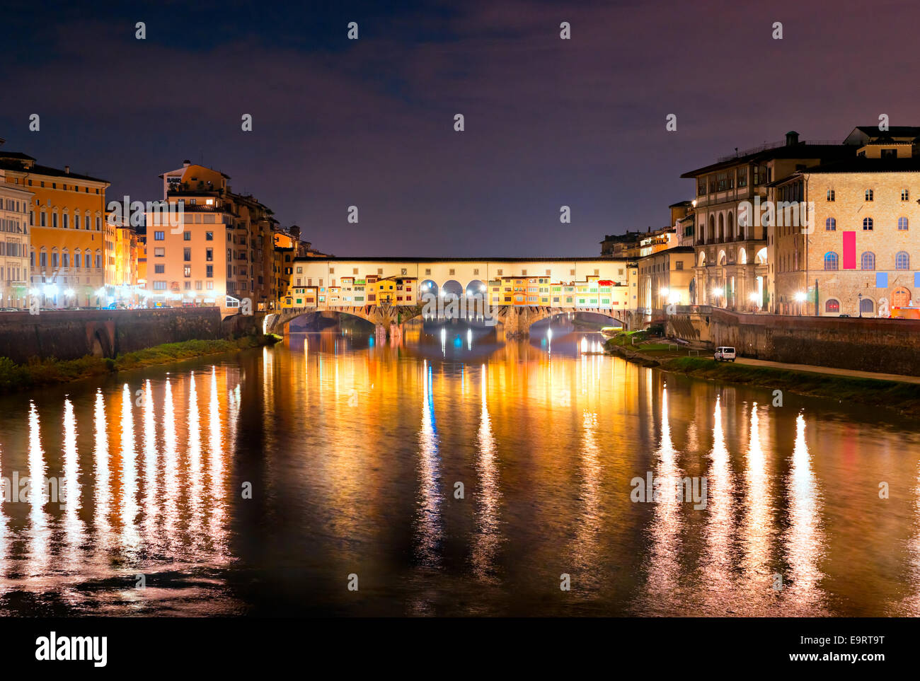 Ponte Vecchio at night, Florence. Stock Photo