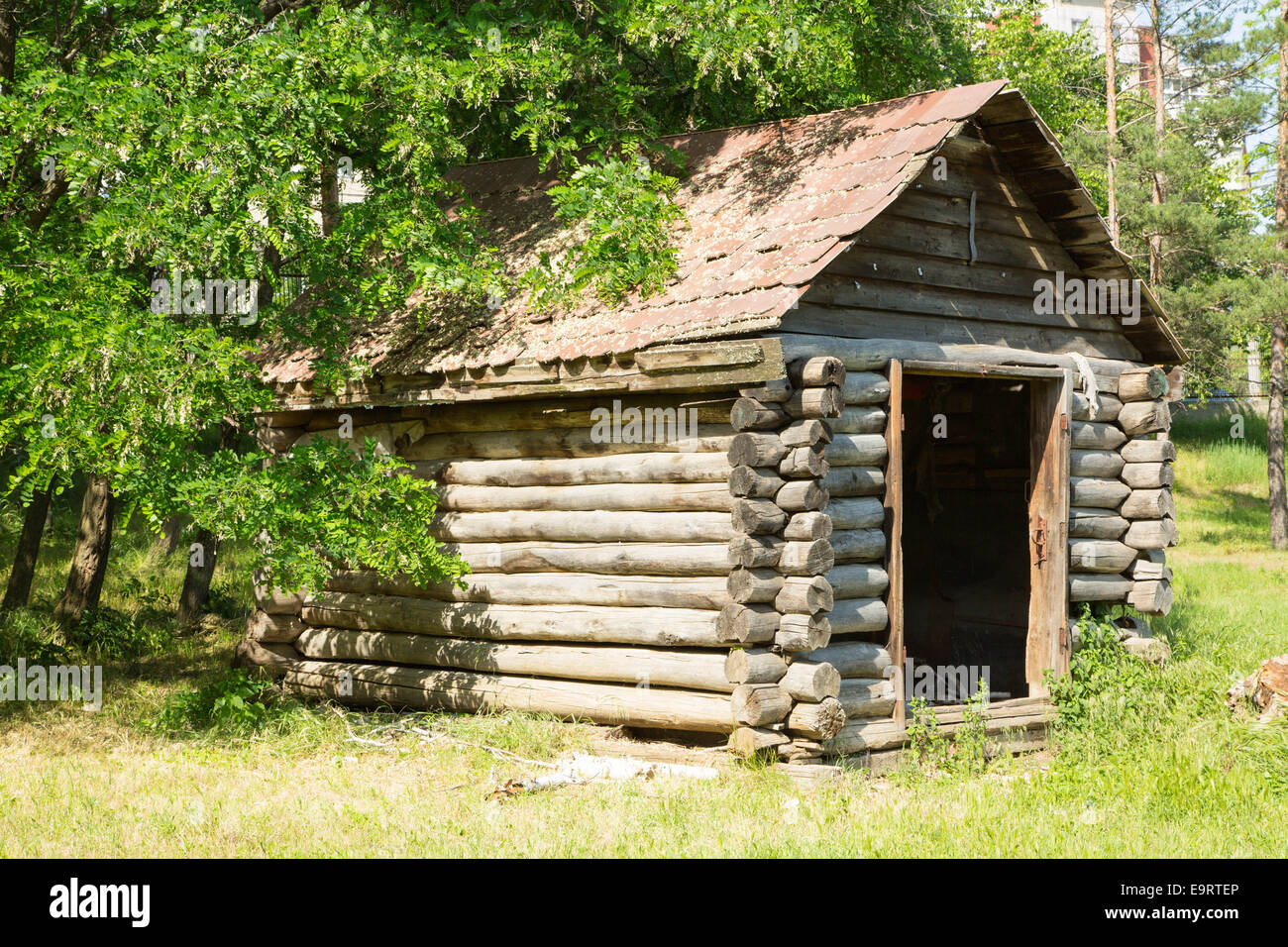 Old abandoned wooden house in the forest Stock Photo - Alamy