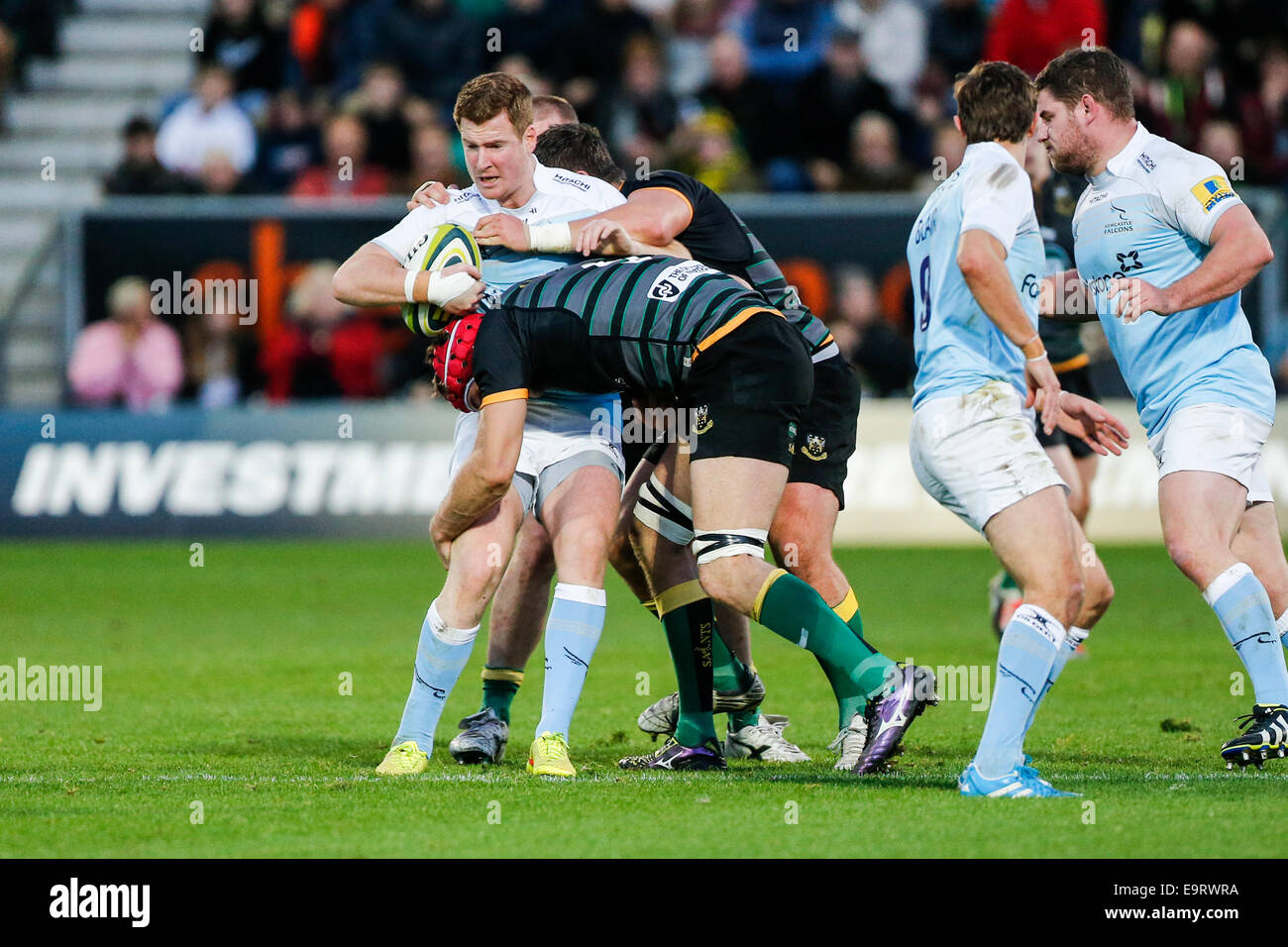 Northampton, UK. 01st Nov, 2014. LV Cup Rugby. Northampton Saints