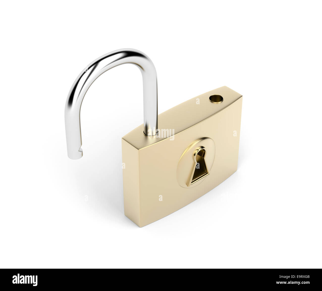 Unlocked padlock on white background Stock Photo - Alamy