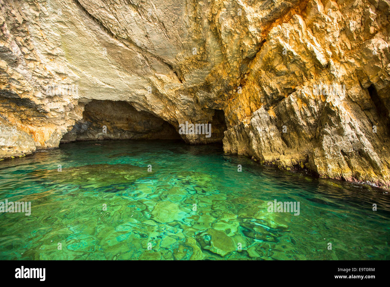Inside Blue caves on Zakynthos island in Greece Stock Photo Alamy
