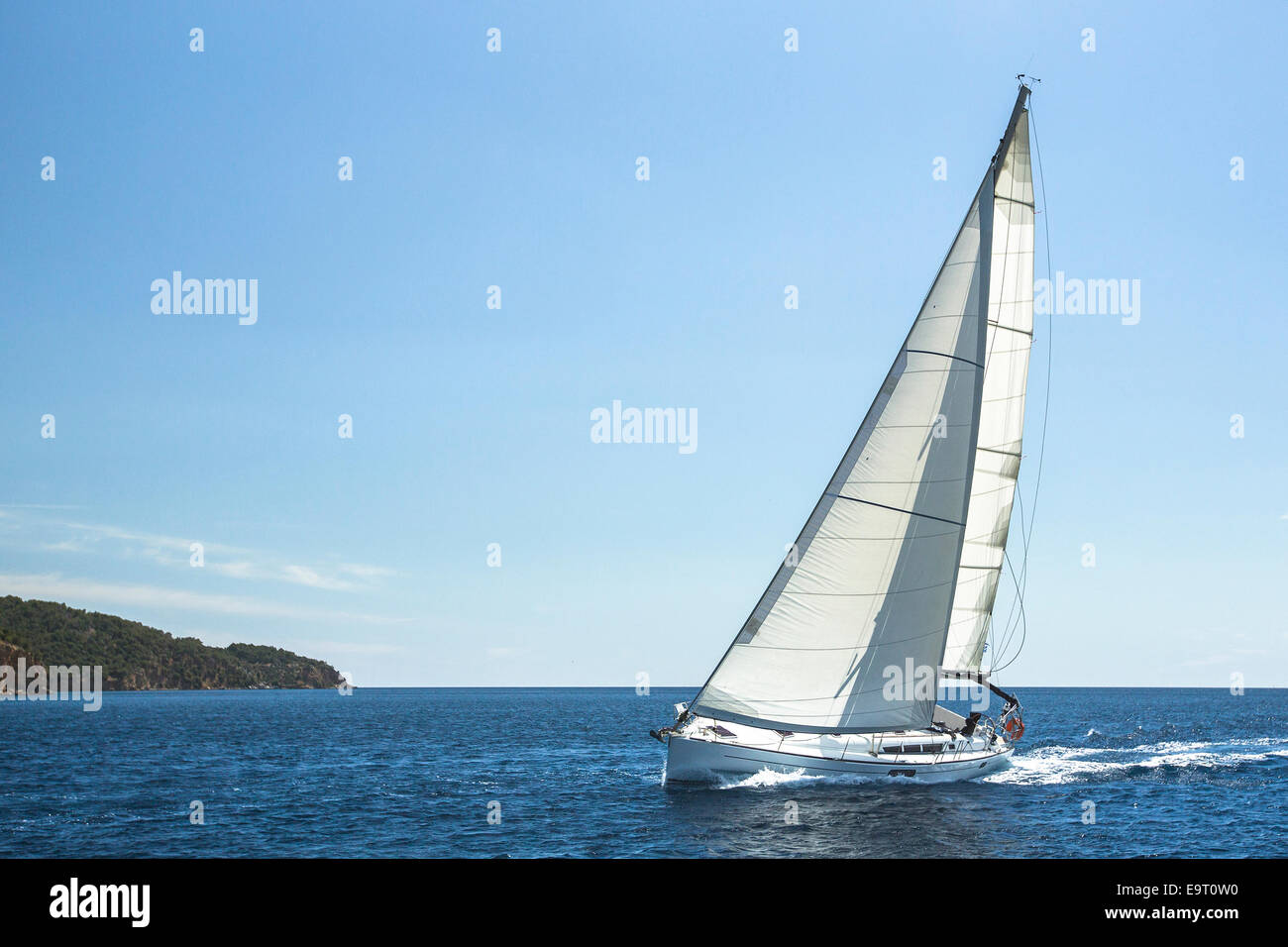 Boat in sailing regatta. Luxury yachts at Sea. Stock Photo