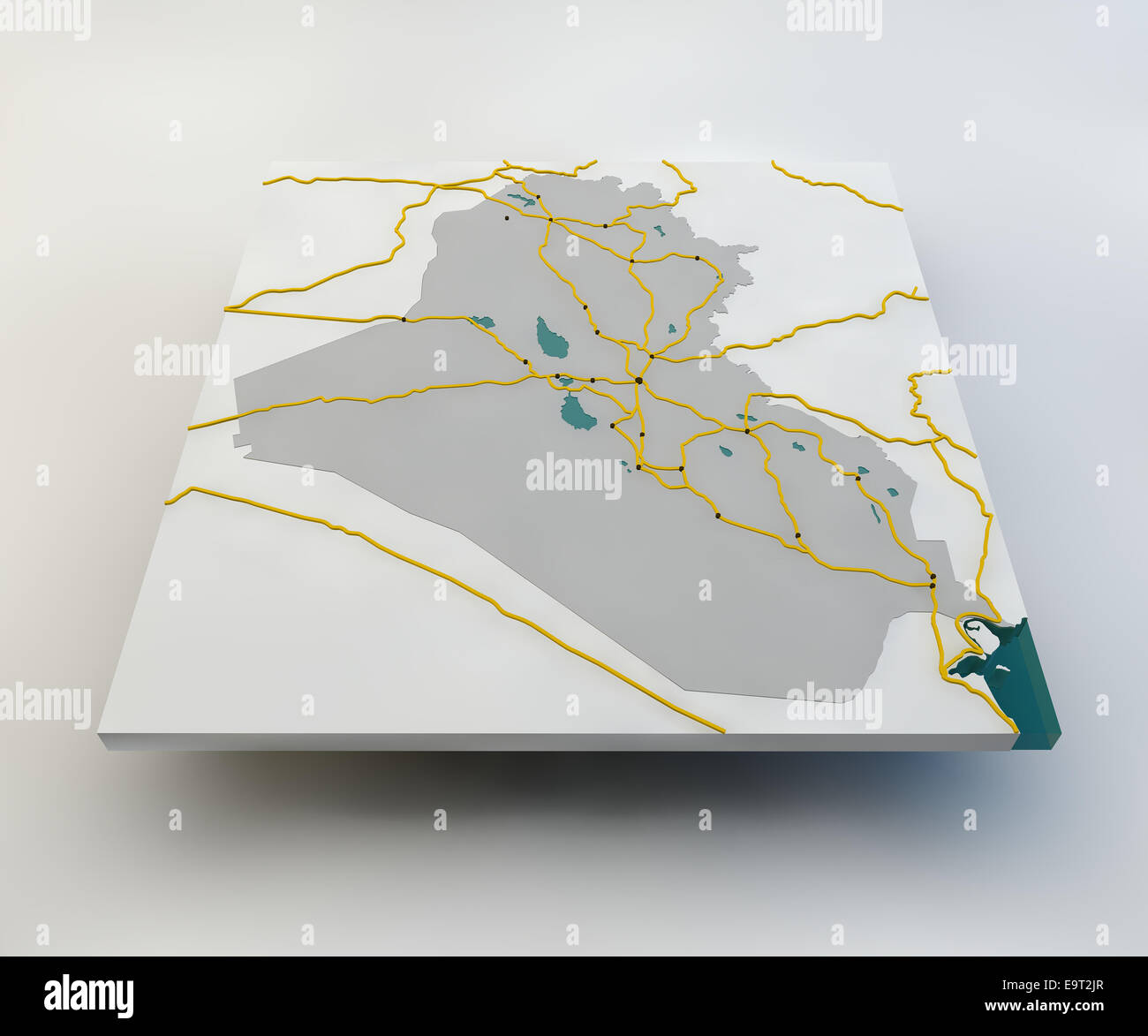 Map of Iraq on gray background Stock Photo
