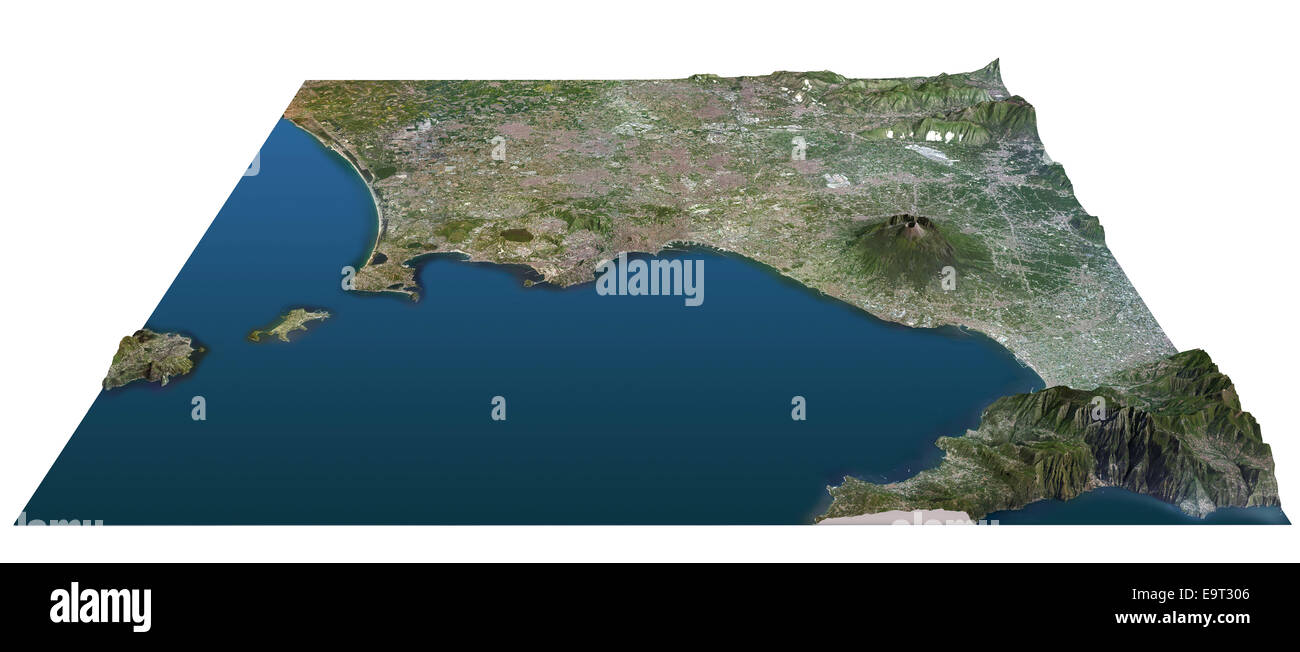 Gulf of Naples map, cross section, land of fires, Vesuvius. Elements of this image furnished by NASA Stock Photo