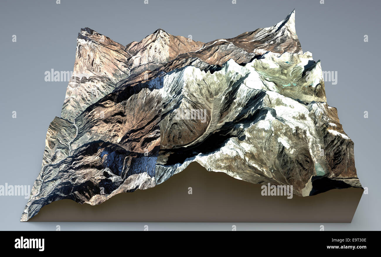 Everest cutaway section. Himalaya Mountains. Images are furnished by NASA Stock Photo