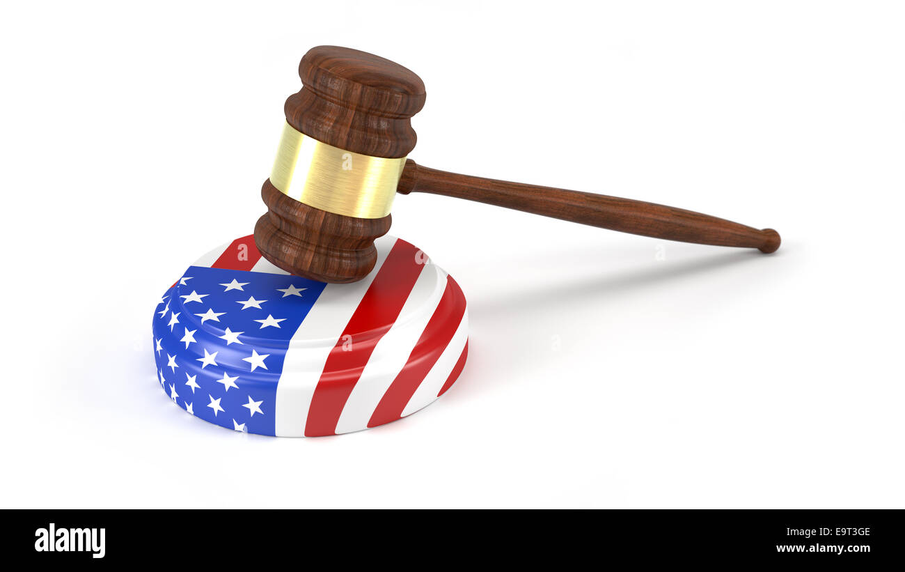 Judge gavel with American flag Stock Photo Alamy