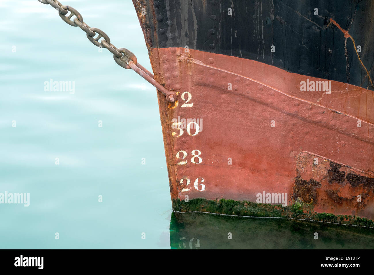Draft numbers on the bow of a ship Stock Photo Alamy