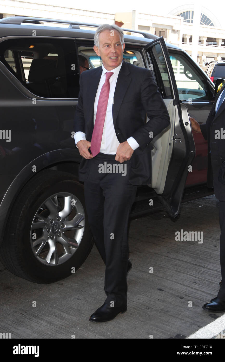 Former Prime Minister Tony Blair and his wife Cherie Blair at Los