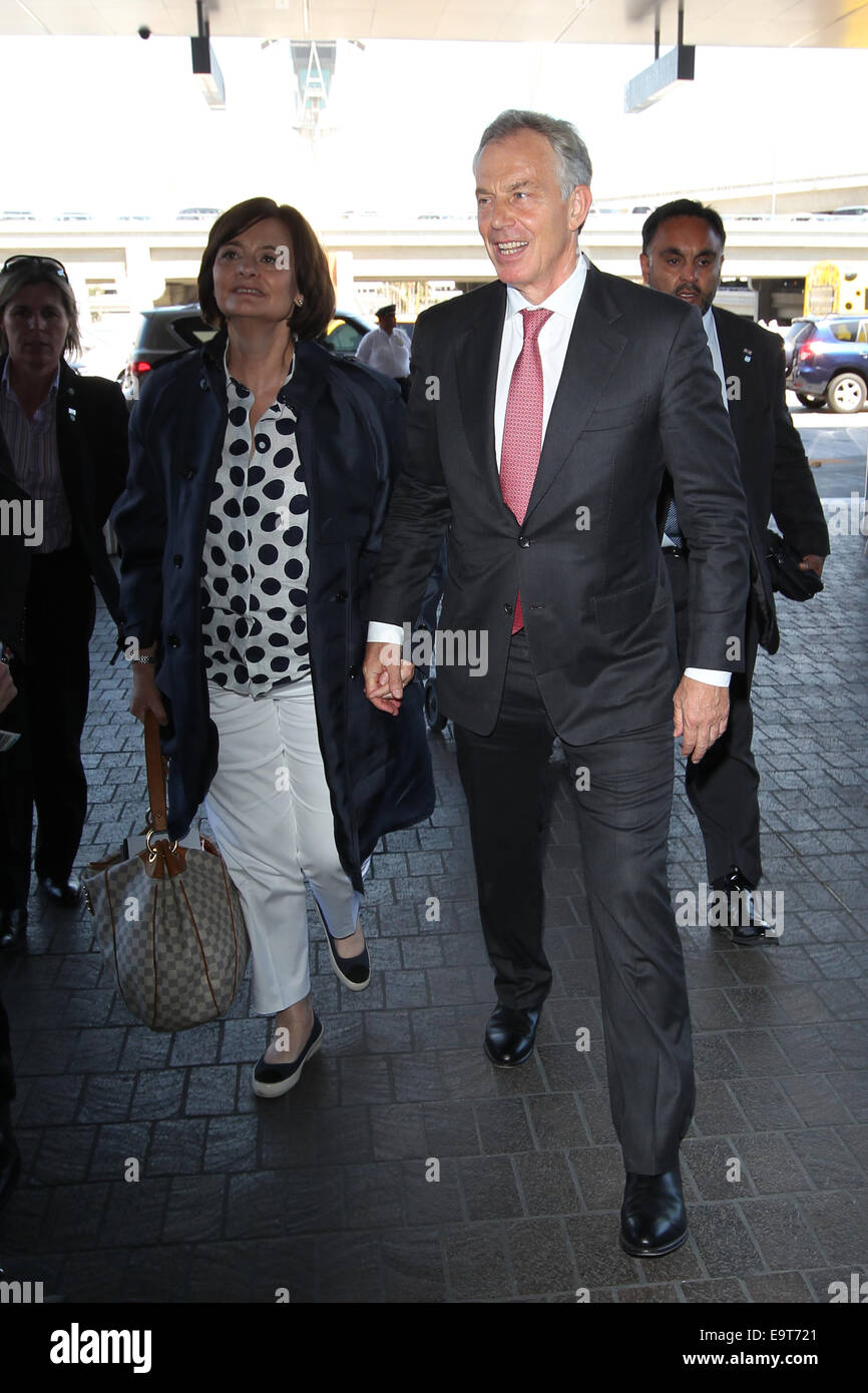 Former Prime Minister Tony Blair and his wife Cherie Blair at Los
