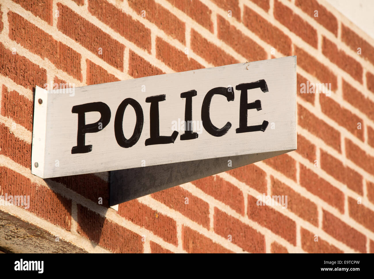 Police station sign in a small rural town Stock Photo