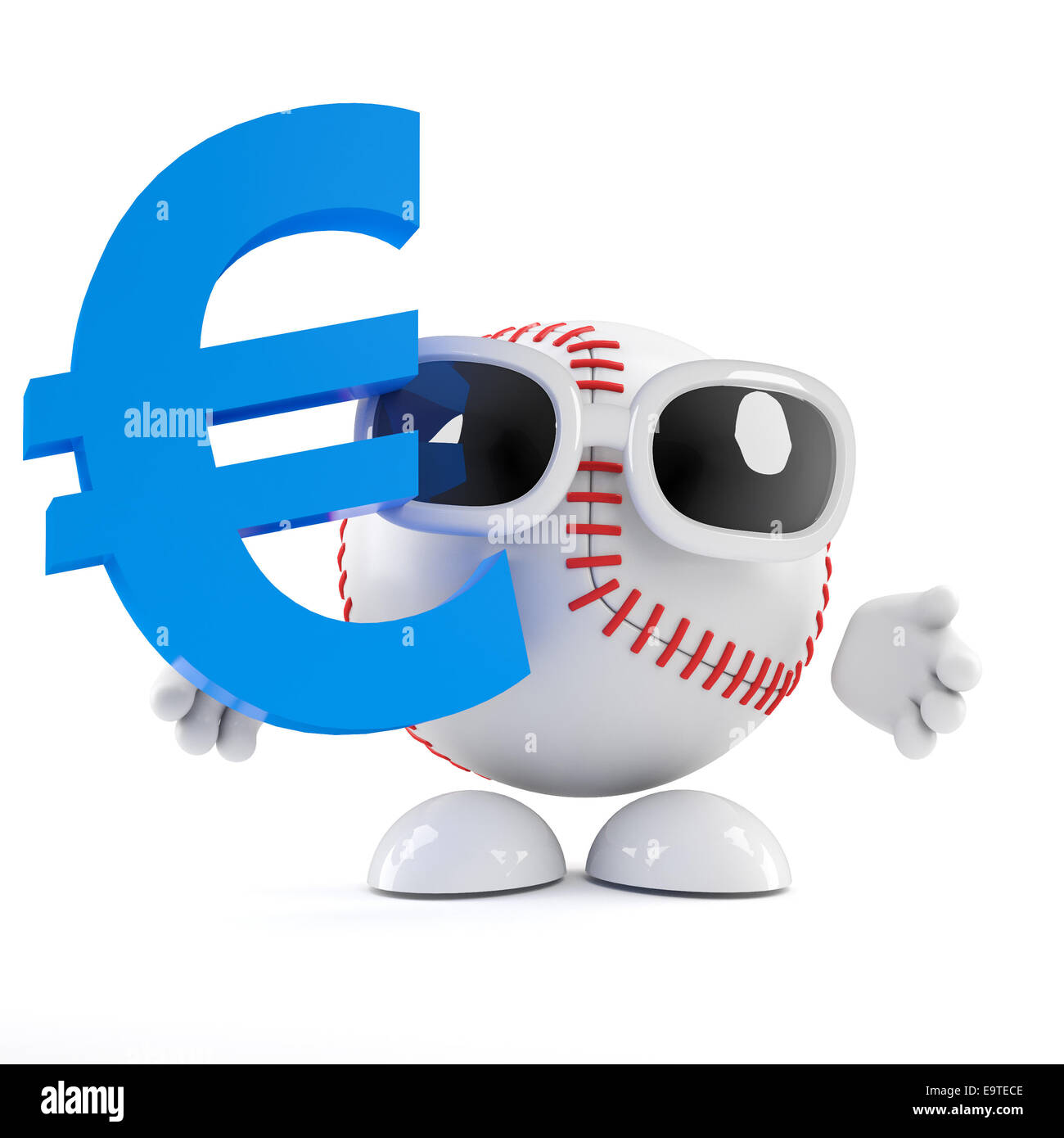 3d render of a baseball character with a Euro currency symbol Stock ...
