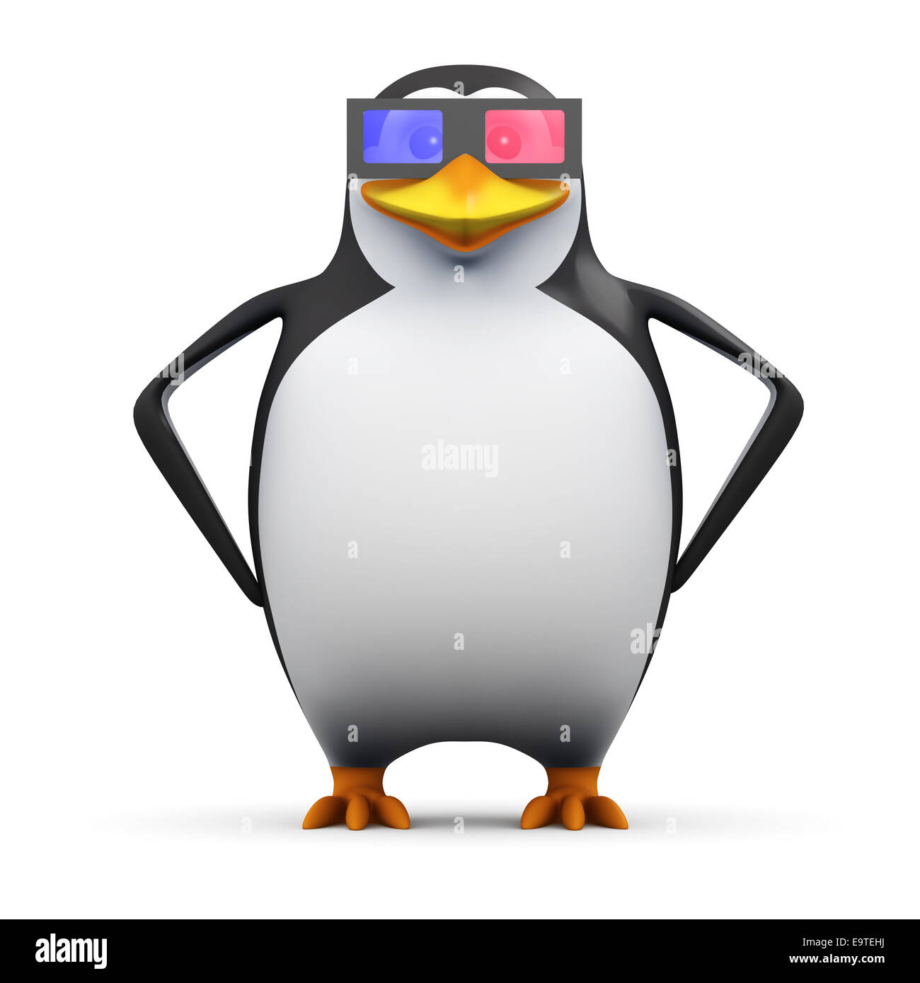 3d render of a penguin wearing 3d glasses Stock Photo
