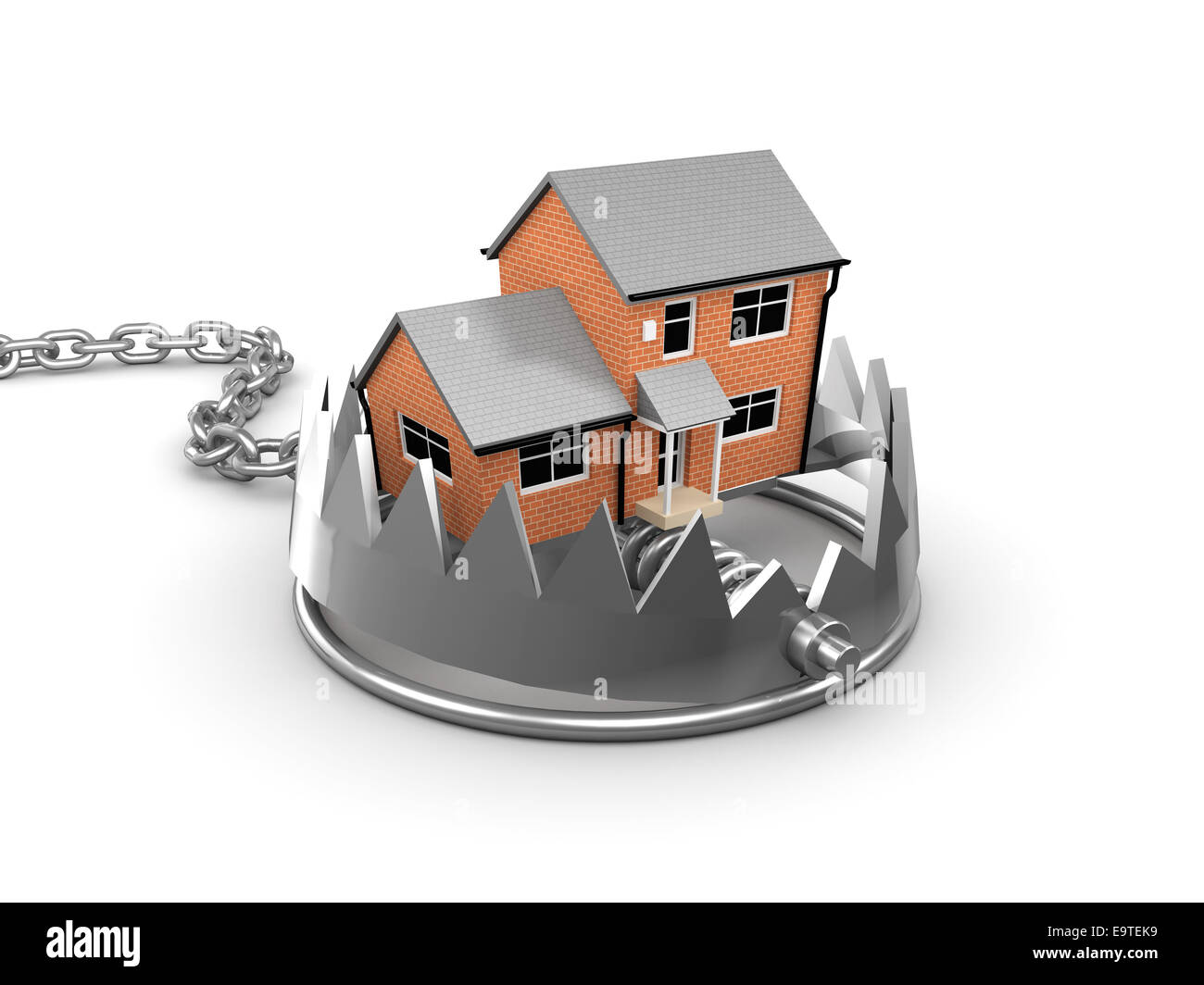 3d render of a house in a bear trap Stock Photo - Alamy