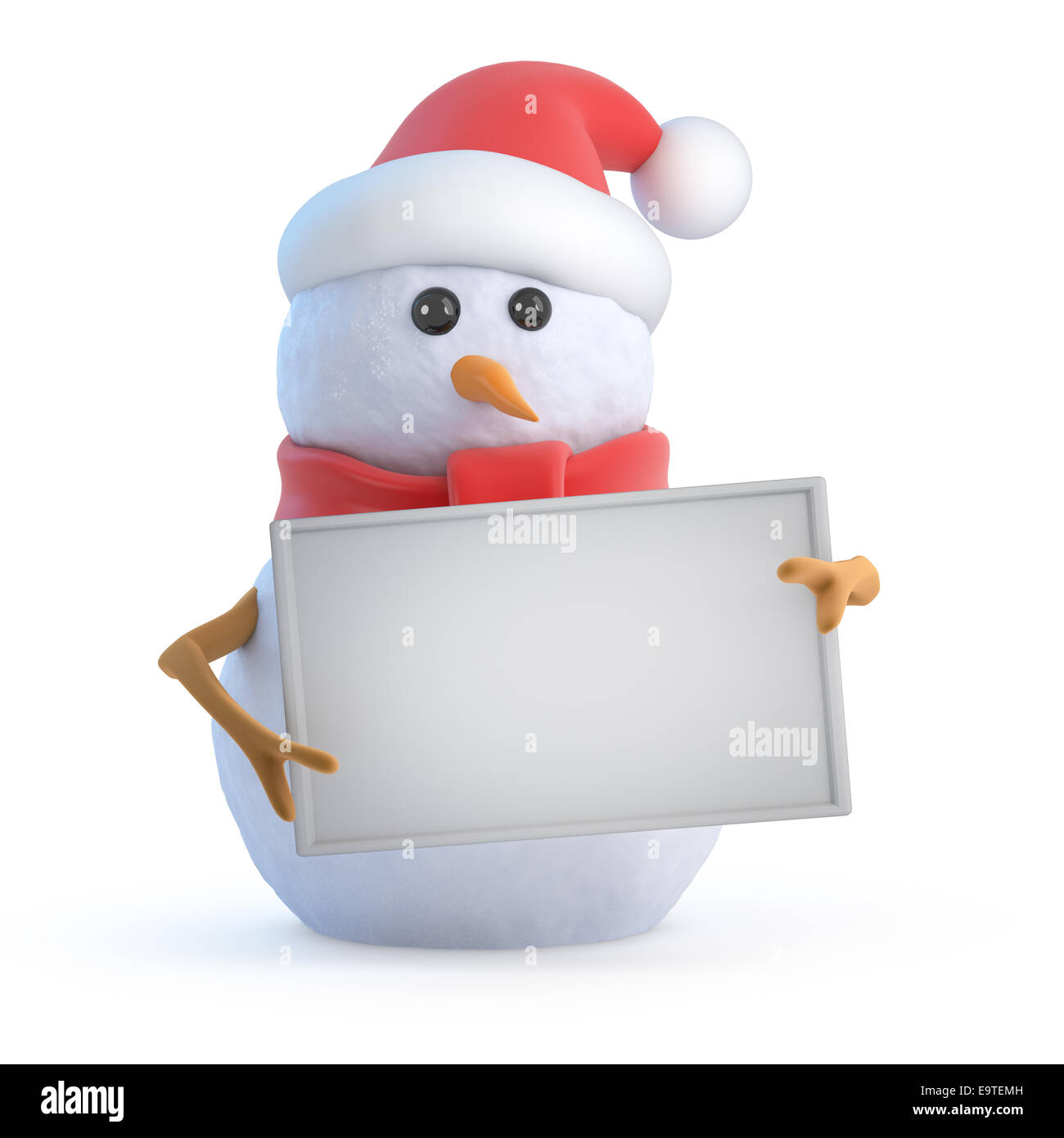 Snowman wearing santa hat isolated Cut Out Stock Images & Pictures - Alamy