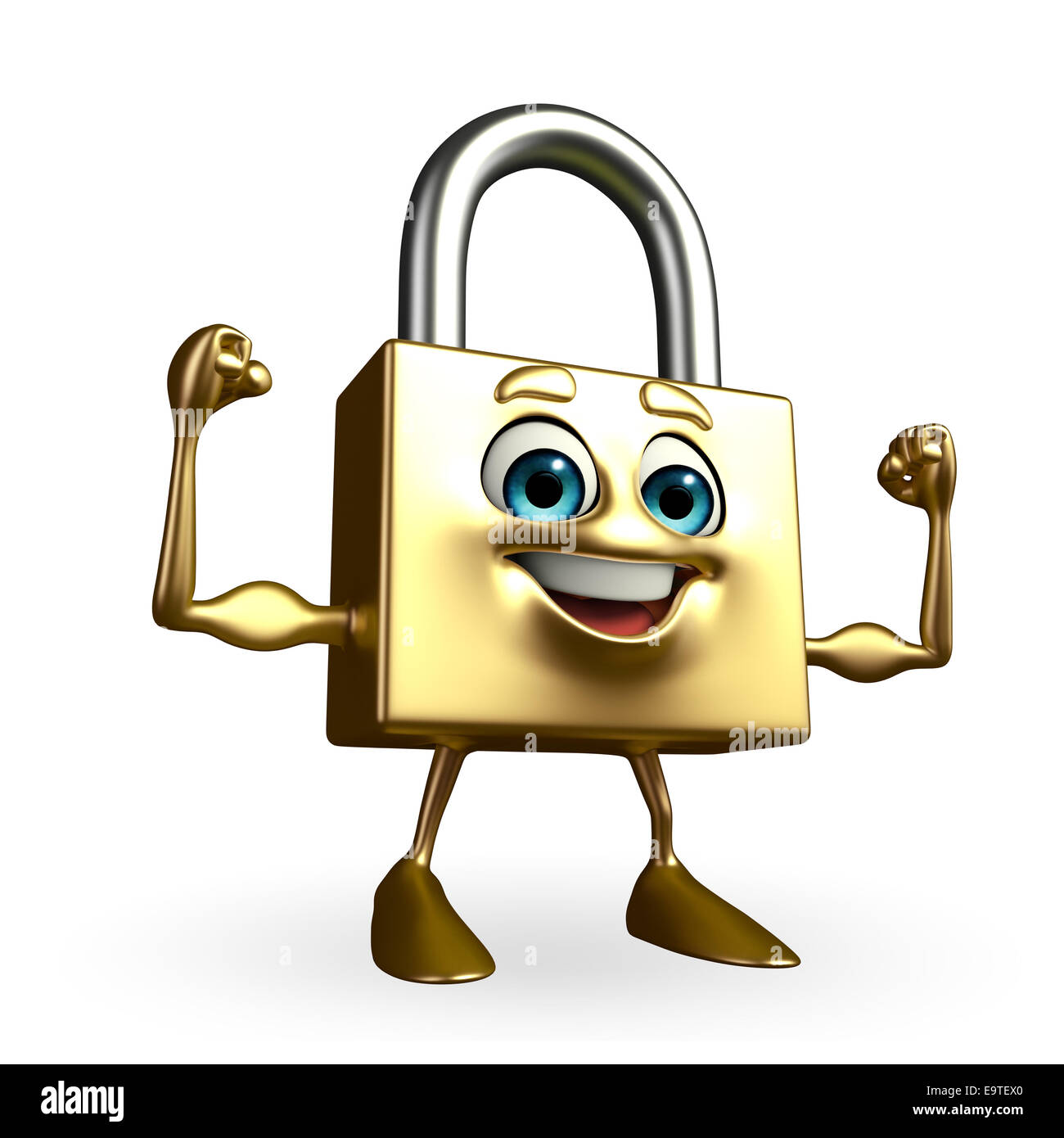 Cartoon Character of lock with bodybuilding pose Stock Photo - Alamy