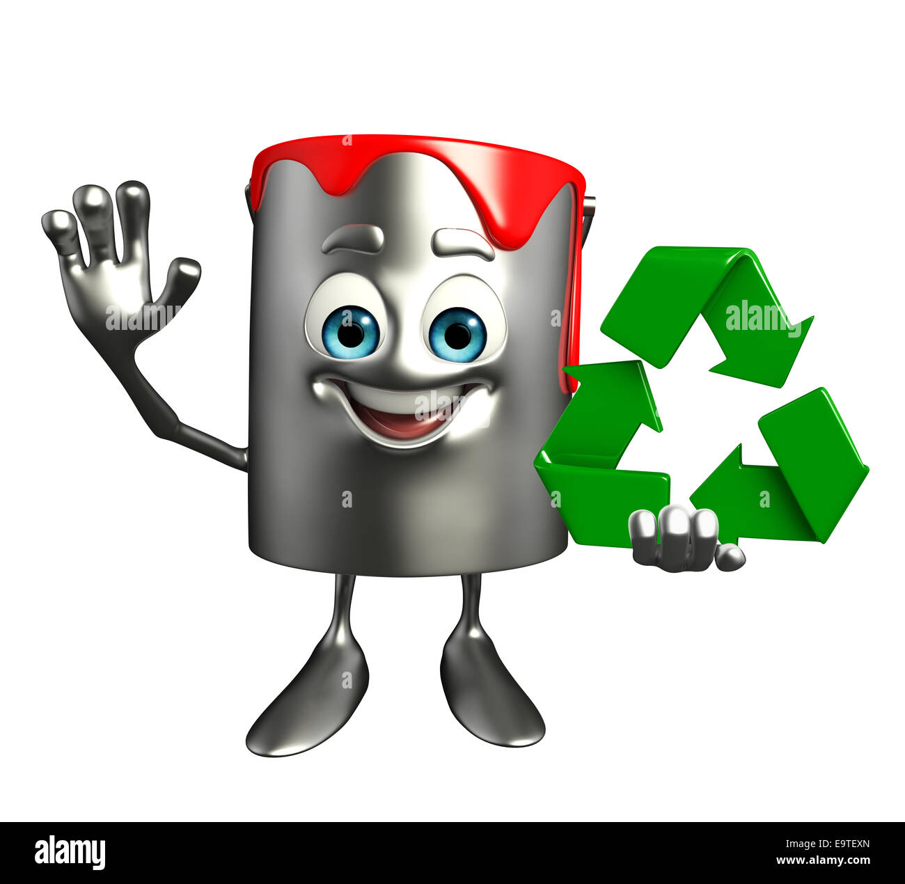 Cartoon Character of paint bucket with recycle icon Stock Photo Alamy