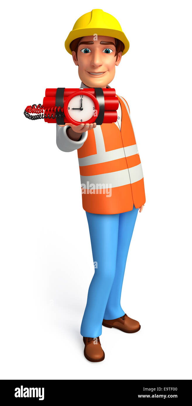 Time Bomb Work Illustration of young worker with time bomb Stock Photo - Alamy