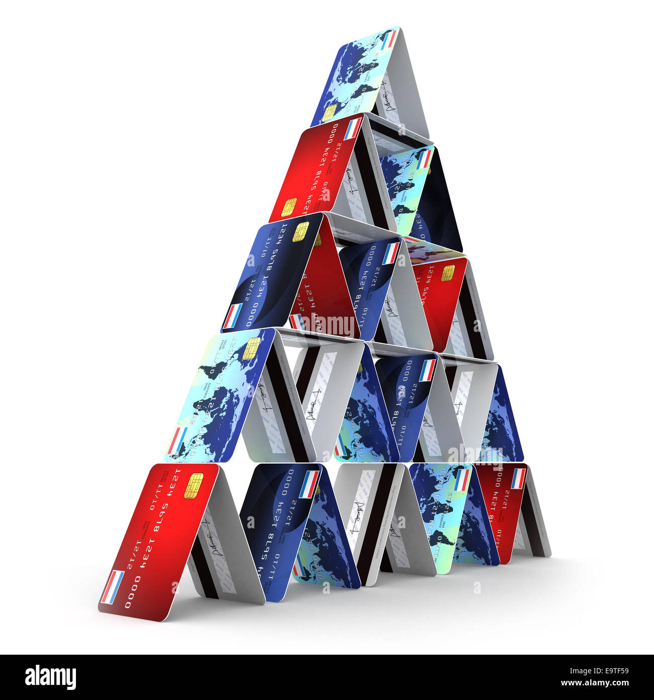 3d Credit card pyramid Stock Photo Alamy