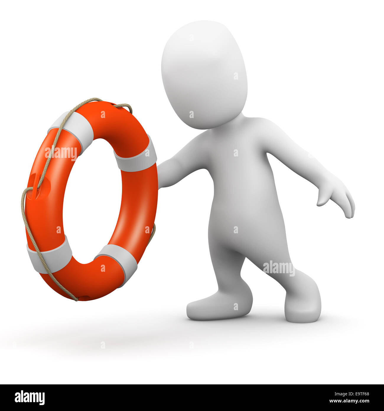3d render of a little person throwing a life ring Stock Photo Alamy