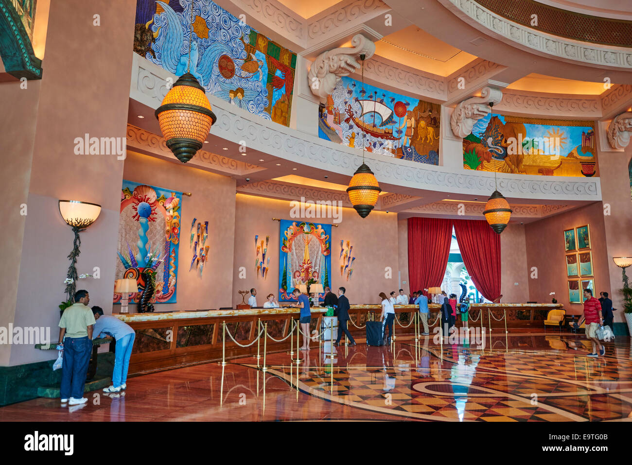 Royal Towers Grand Lobby Reception Atlantis Hotel The Palm Dubai UAE Stock Photo