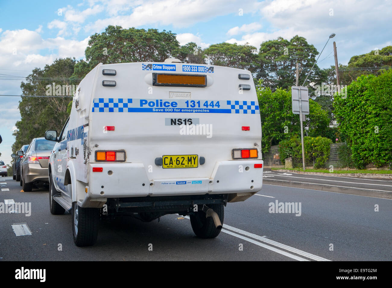 New South Wales police wagon vehicle rear view in Sydney,NSW,Australia Stock Photo