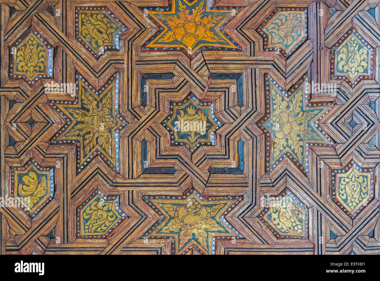 Details of the wooden ceiling in the Cuarto dorado, Alhambra, Granada, Andalusia, Spain Stock Photo