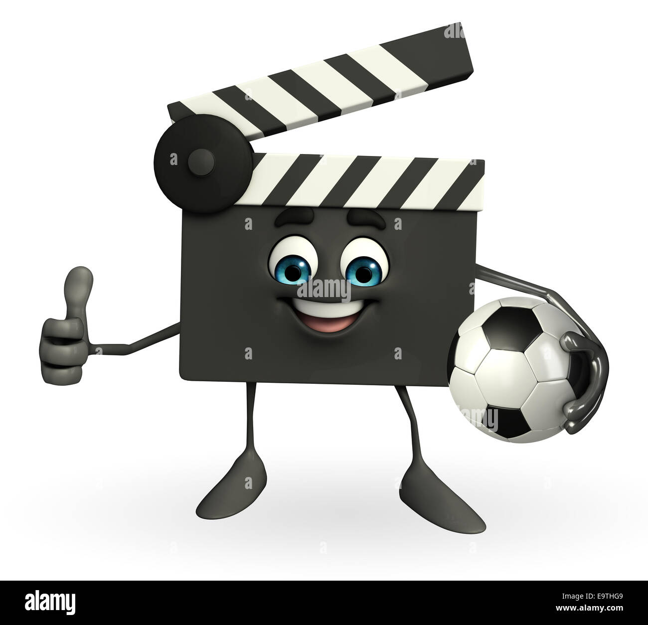 Football Rattle Cartoon Cartoon Character of Clapper Board with football Stock Photo - Alamy