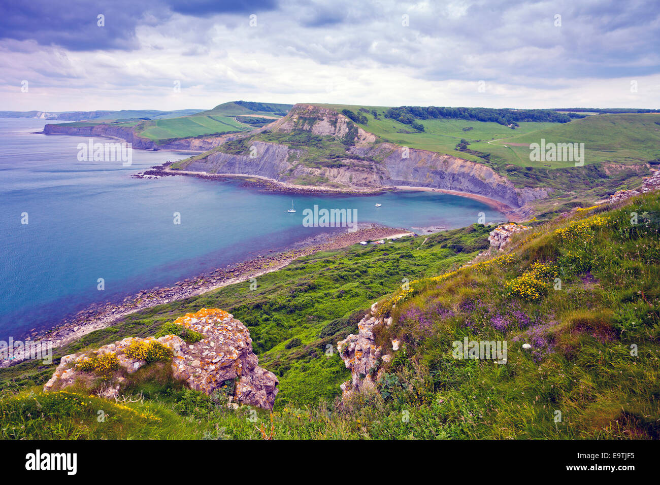 Egmont Point on the South West Coast Path above Chapman's Pool in Dorset England UK Stock Photo