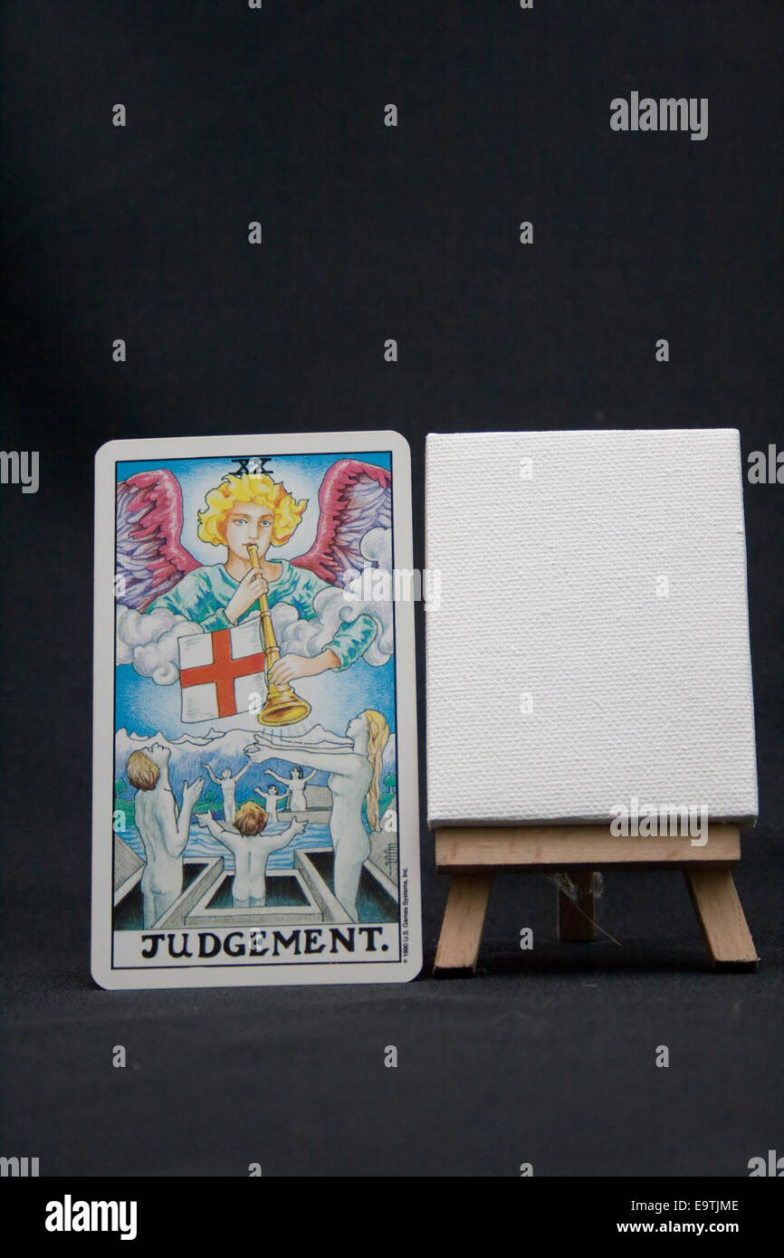 The Judgement card from the Universal Waite tarot deck. Stock Photo