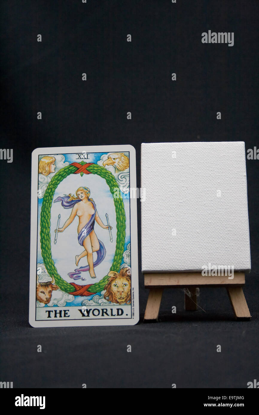The World. A major arcana tarot card from the Universal Waite deck. Stock Photo